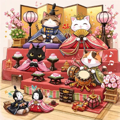 猫さんのひな祭り