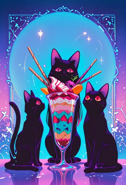 月夜の黒猫パフェパーティー