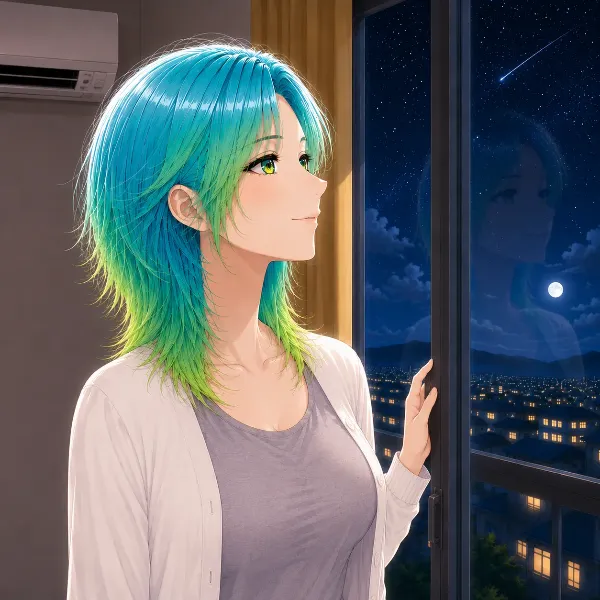 星空を眺める少女