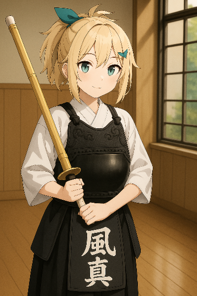 風真いろは、剣道道場に立つ