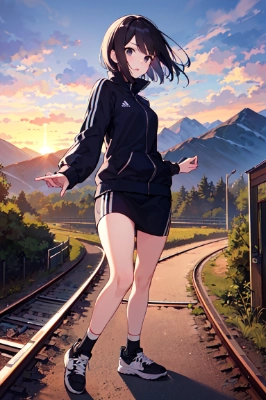 線路を歩く女の子
