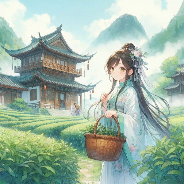 茶畑の中華風少女