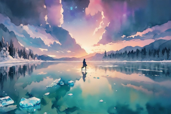 シベリアの青い真珠（水彩）