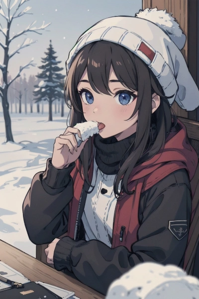 雪を固めて食べてみる