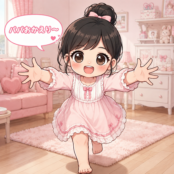 パパおかえり〜♡（ちびちゃん）