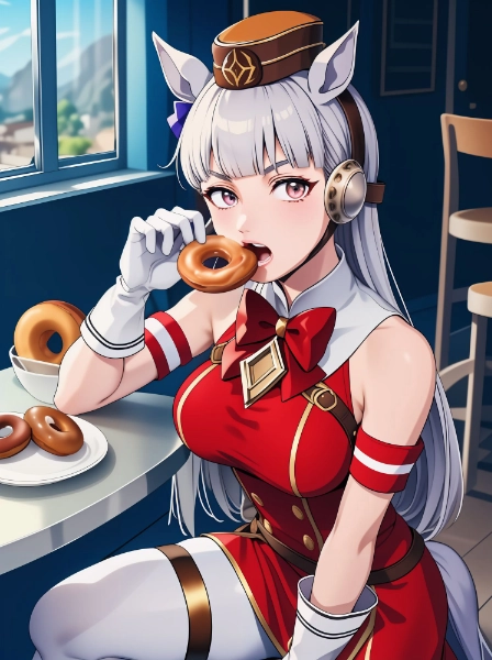 ドーナツを食べるゴルシ