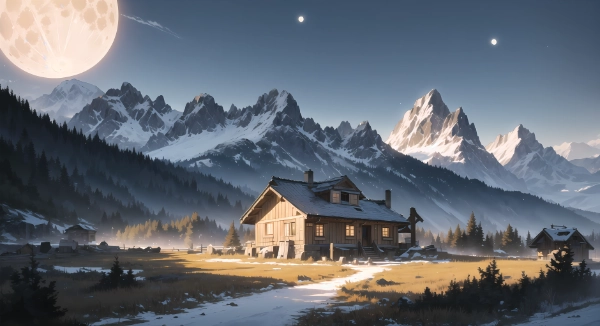 欧州の山と小屋 (壁紙)