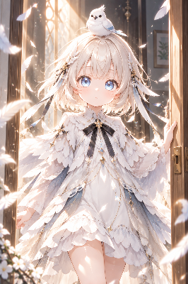 白い羽の少女と文鳥
