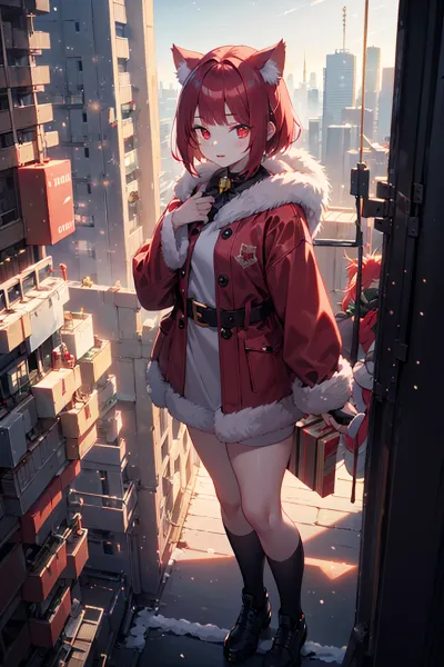 旭日に立つお猫様