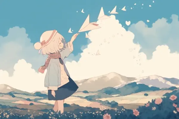 紙飛行機と少女