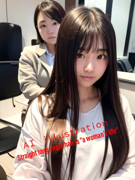 ロングヘア美少女。初めてのバッサリは役作り？（単発画像）