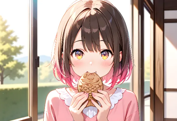 たい焼きと少女の微笑み