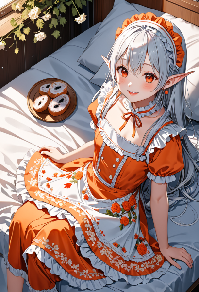 エルフメイドの甘い朝の休憩