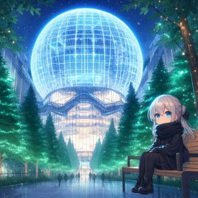 公園とイルミネイション