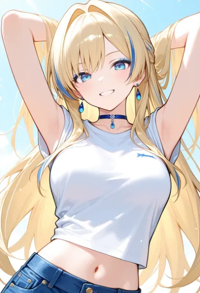 オリジナル　青の子　ノースリーブ
