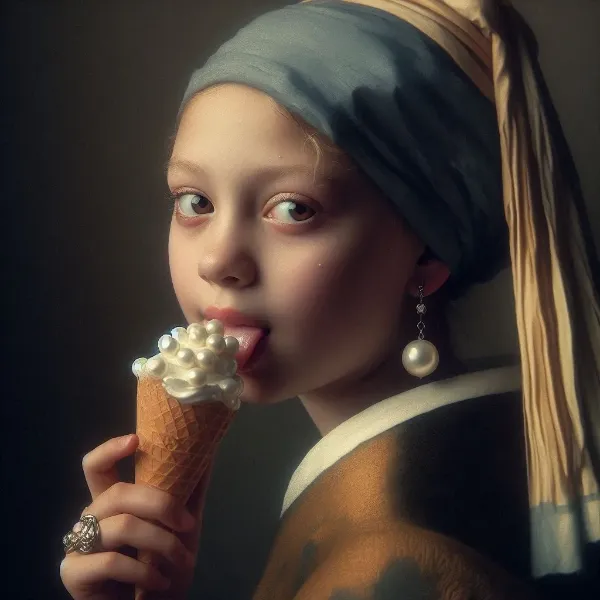 アイスを食べている耳飾りの少女