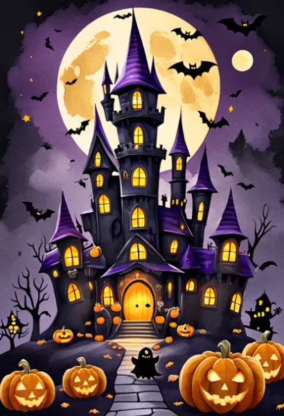 月夜のハロウィン城の秘密の宴