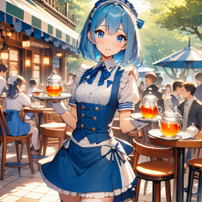 青髪の店員さん
