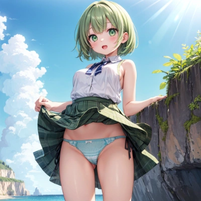 緑髪な娘のパンツ
