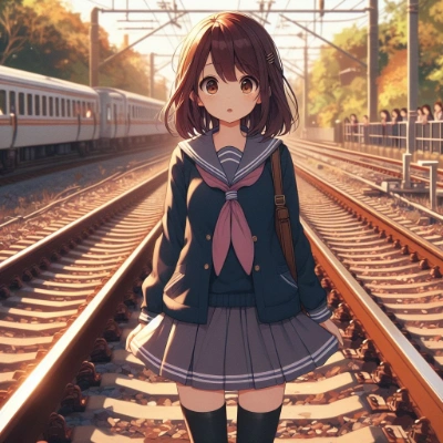 線路にて…