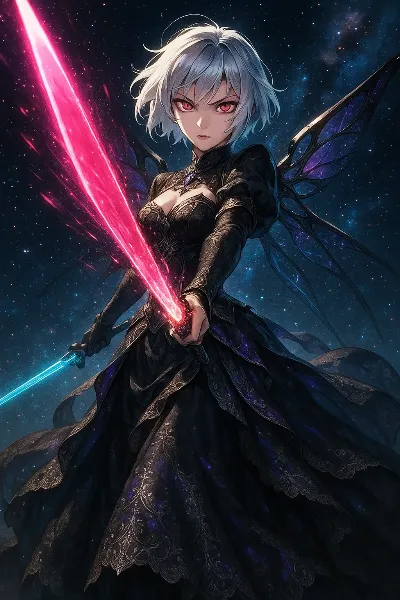 銀髪の妖精、星空の双剣戦
