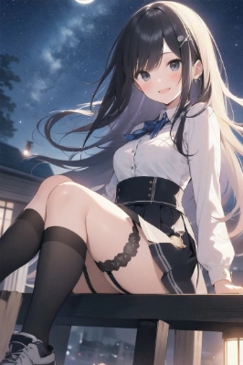 夜空の下で