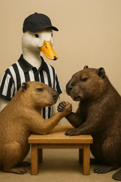 カピバラ「出っ歯野郎には負けねえよ！」 ビーバー「ああん？俺は伊達にジャスティン目指してるわけじゃねえんだよ！」