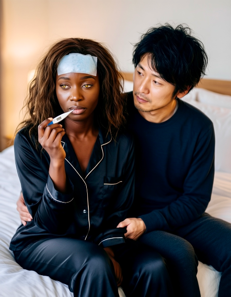 病気の彼女を看病する