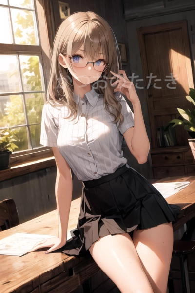 茶髪眼鏡の女の子