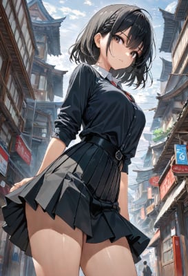 お題：黒髪（少女）
