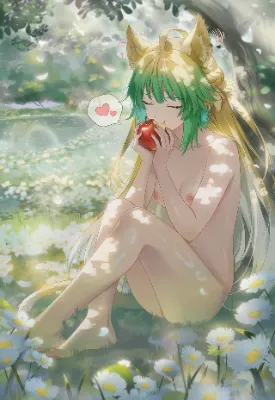 美味しそうにリンゴを食べるヌード姿のアタランテ🍎