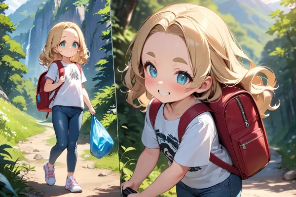 ゴミを持ち帰るおでこちゃん