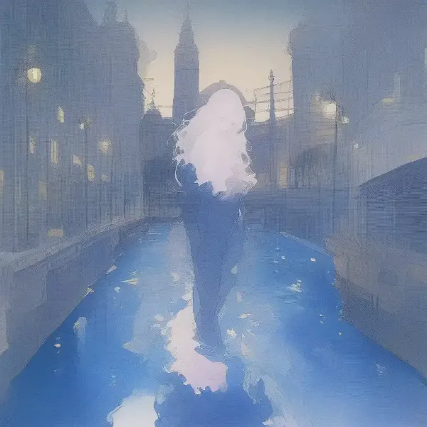 霧の運河に現れた白髪の幻影