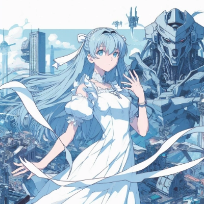 巨大ロボと白い少女