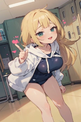 スク水パーカーなメスガキっぽい娘(\'ω\')