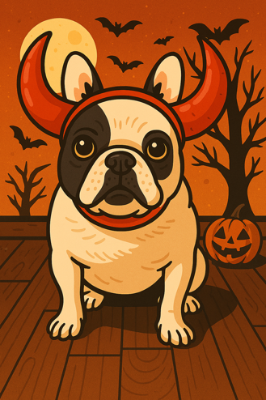 Bulldog in Halloween Night