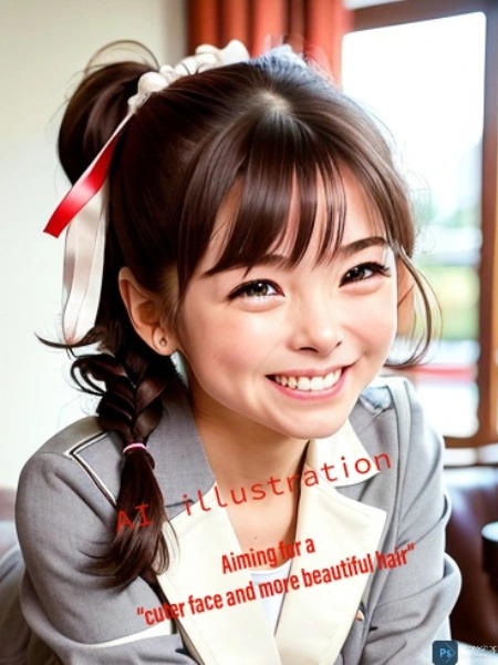 笑顔の三つ編み美少女