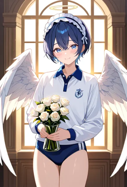 ボーイッシュさんと白バラ花瓶と