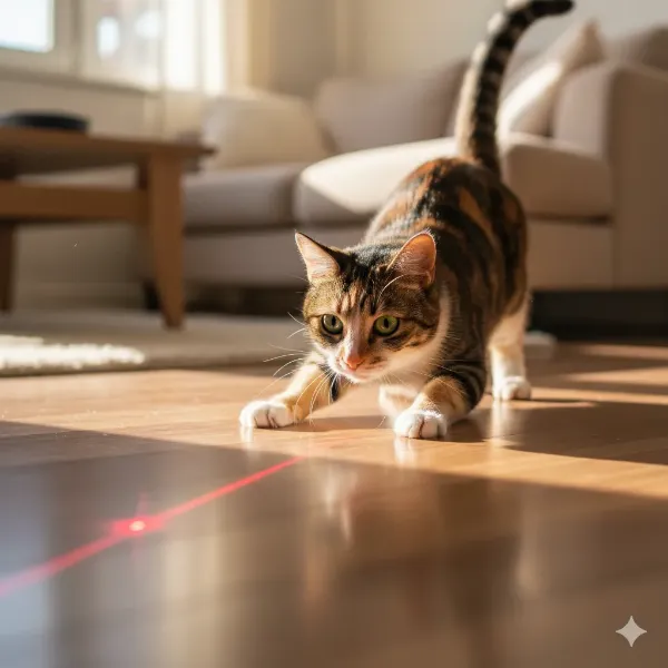 レーザーの光を追う猫の冒険