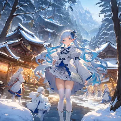 雪の夕方