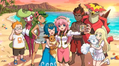 Milfeulle and Ash's friends from Alola