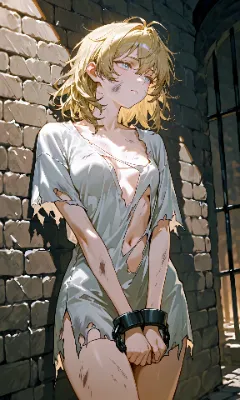 金髪セミショートウェーブ　虜囚