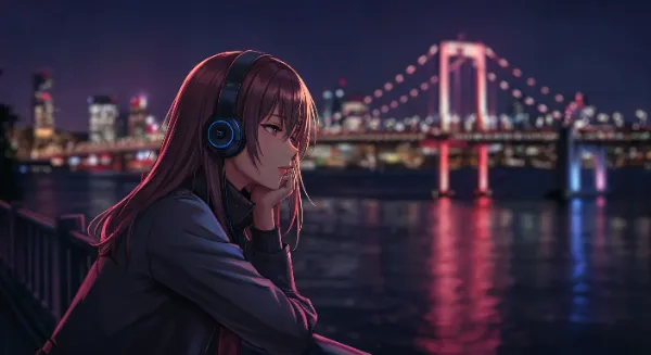 夜景とヘッドホン