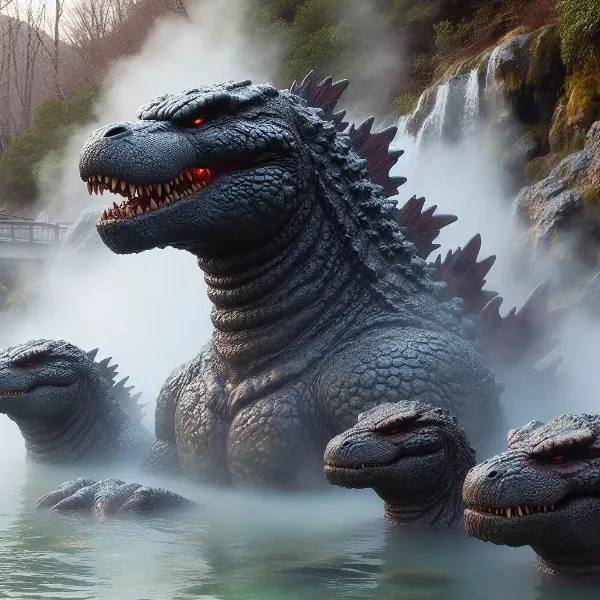 温泉ｘ怪獣　（8枚）