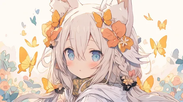 蝶々と舞う狐娘の花畑冒険