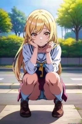 しゃがみ・膝つき娘