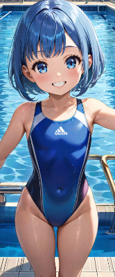 青髪さんとプール