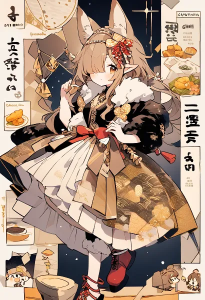 新春の狐耳巫女(目とセピアな配色)