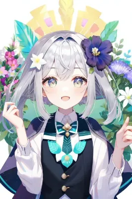 花に囲まれた少女