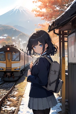 晩秋ローカル駅の朝